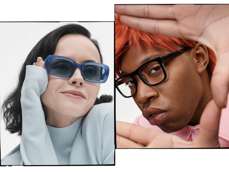Influencers wearing Spring Core eyeglasses and sunglasses in bold new shapes and colors