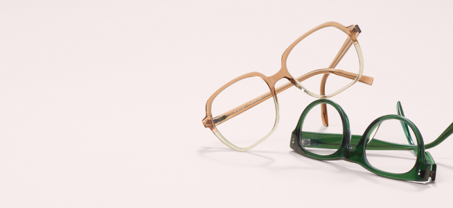 Vintage-inspired square and round eyeglasses in acetate