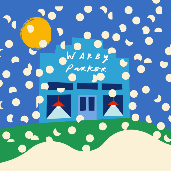 An original illustration of a Warby Parker store by artist Lucy Jones.