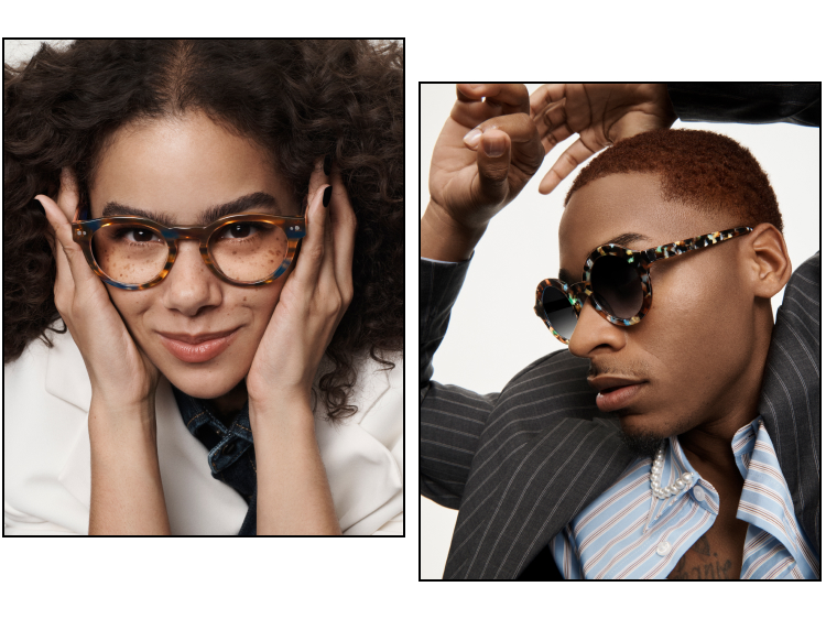 Influencers wearing Spring Core eyeglasses and sunglasses in bold new shapes and colors