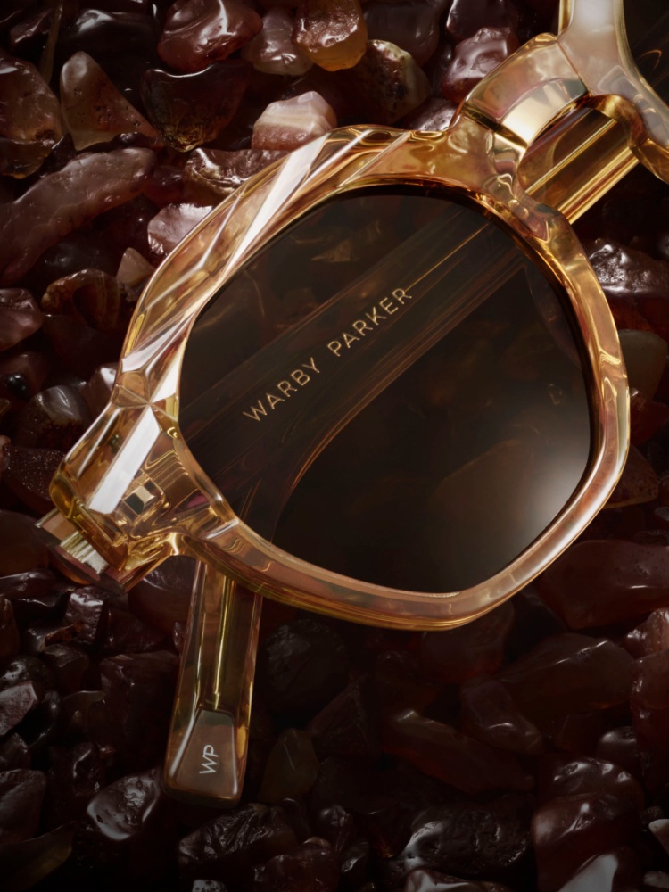 Brown crystal thick round eyeglasses frame