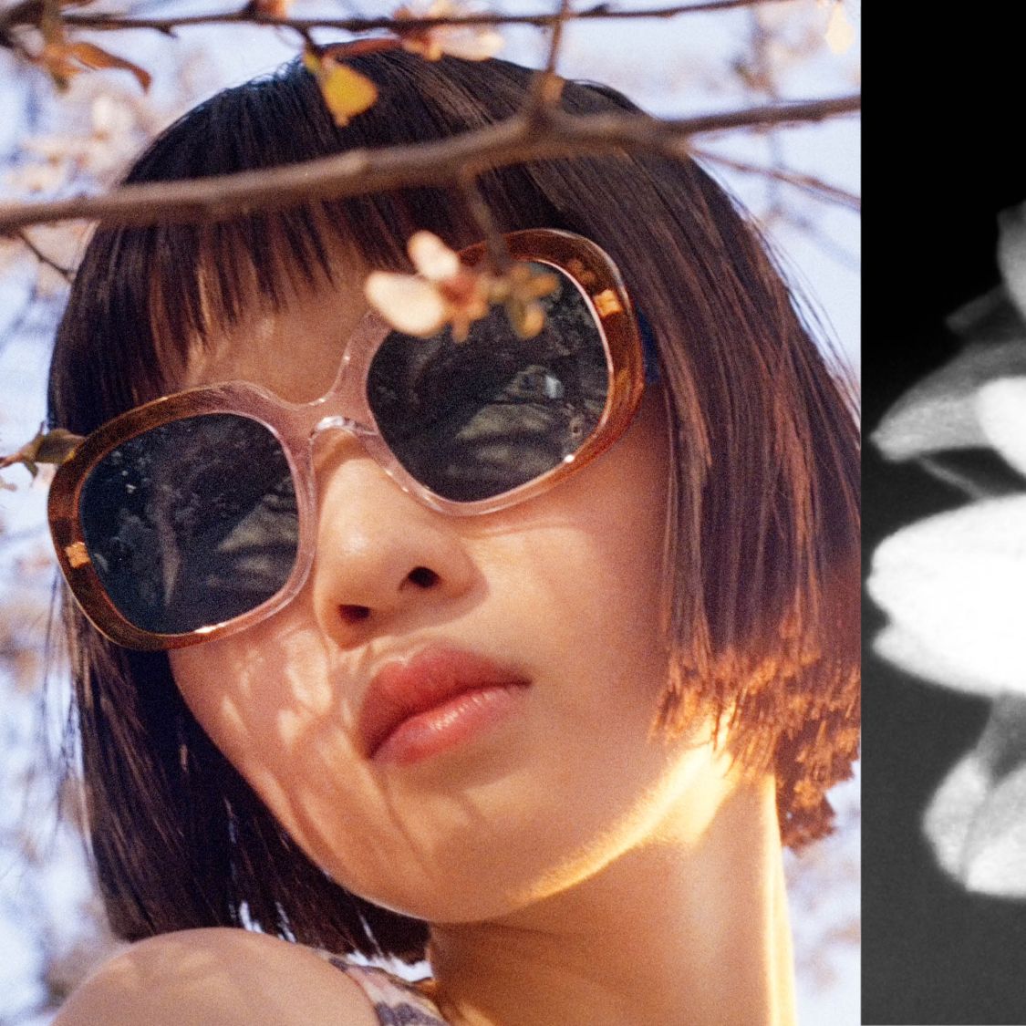 Girl wearing oversized sunglasses