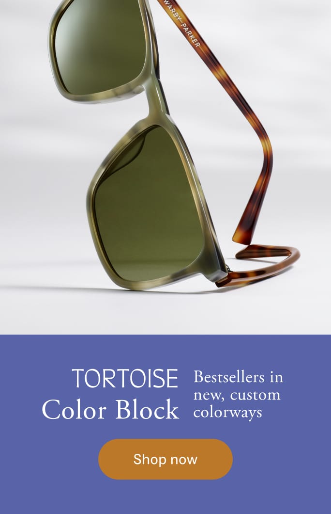 Tortoise Color Block sunglasses, bestsellers in new, custom colorways. Shop now.