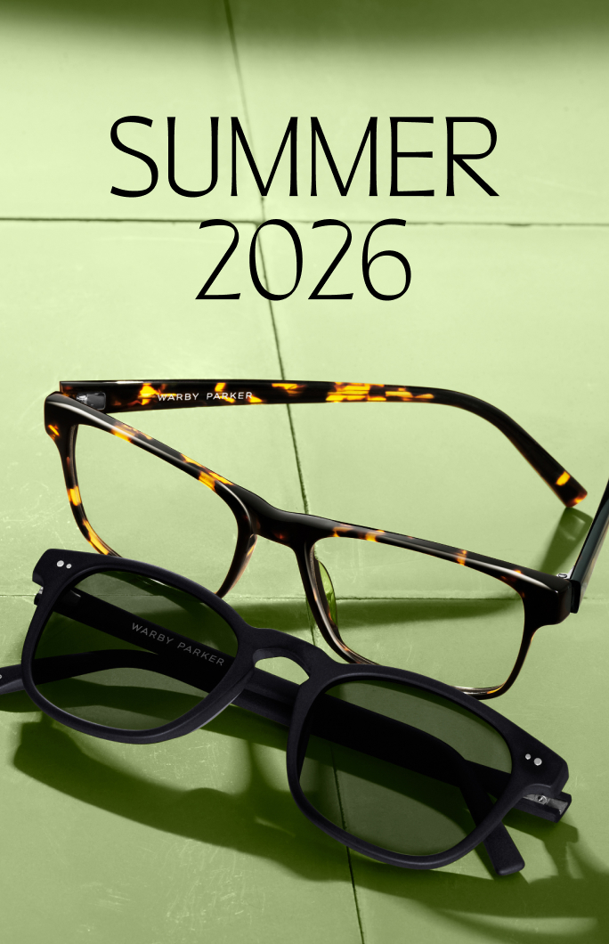 Summer 2026: A pair of tortoiseshell glasses rests on top of black sunglasses.