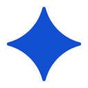 A blue diamond shape with a smaller diamond shape above and to the right.