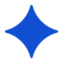 A blue diamond shape with a smaller diamond shape above and to the right.
