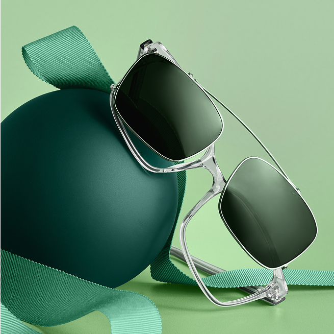 Clip-ons in a green background