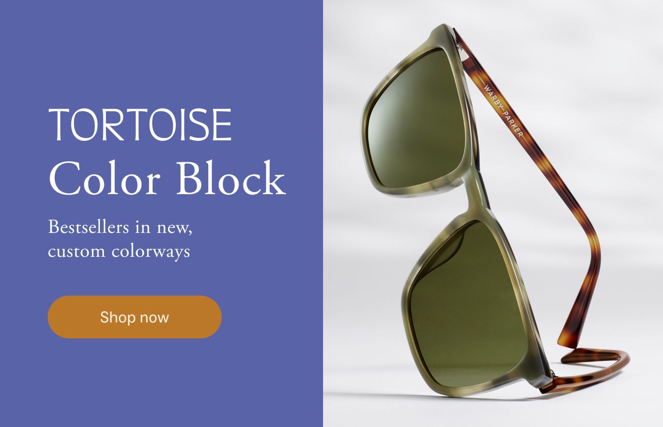 Tortoise Color Block sunglasses, bestsellers in new, custom colorways. Shop now.