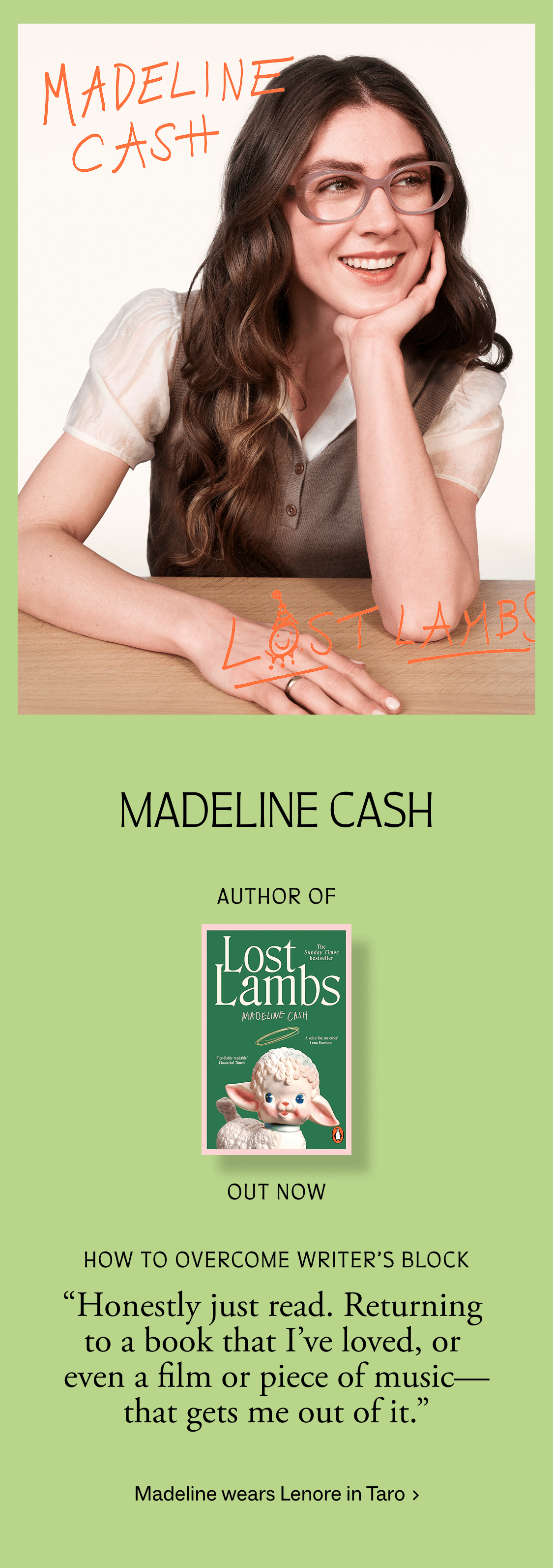 Madeline Cash, author of "Lost Lambs," shares advice on overcoming writer's block.