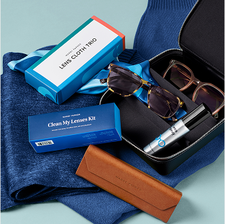 Frames and kits laying in a blue cloth