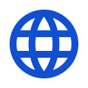 A pixelated blue globe with a square in the center, symbolizing the internet.