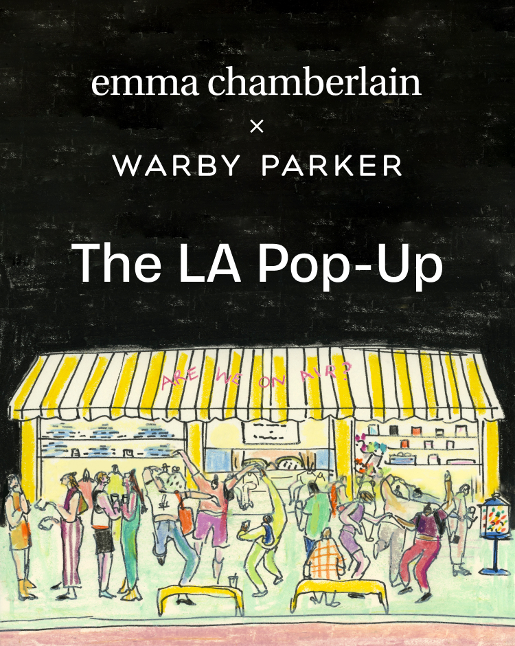 The LA Pop-up. Drawing showing LA Warby Parker stores with yellow colors.