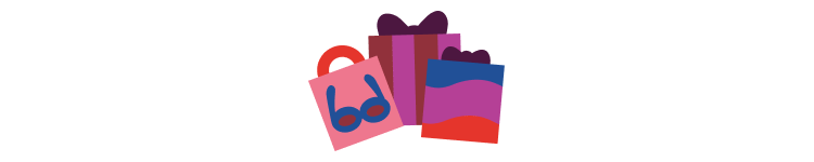 Illustration of gift boxes in warm colors