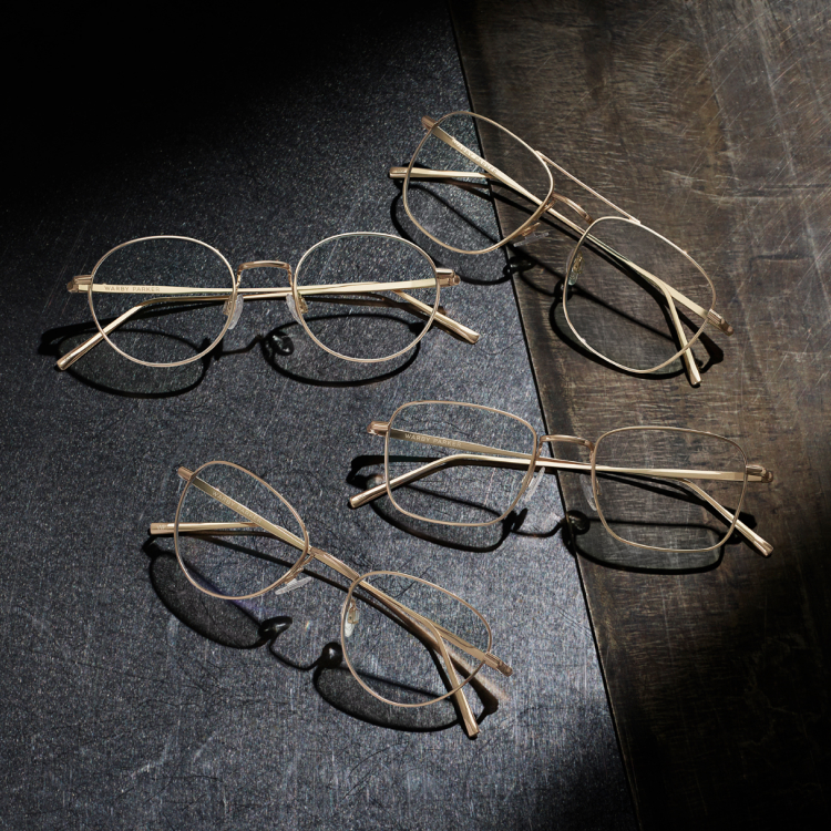 Metal frame eyeglasses in different frame shapes