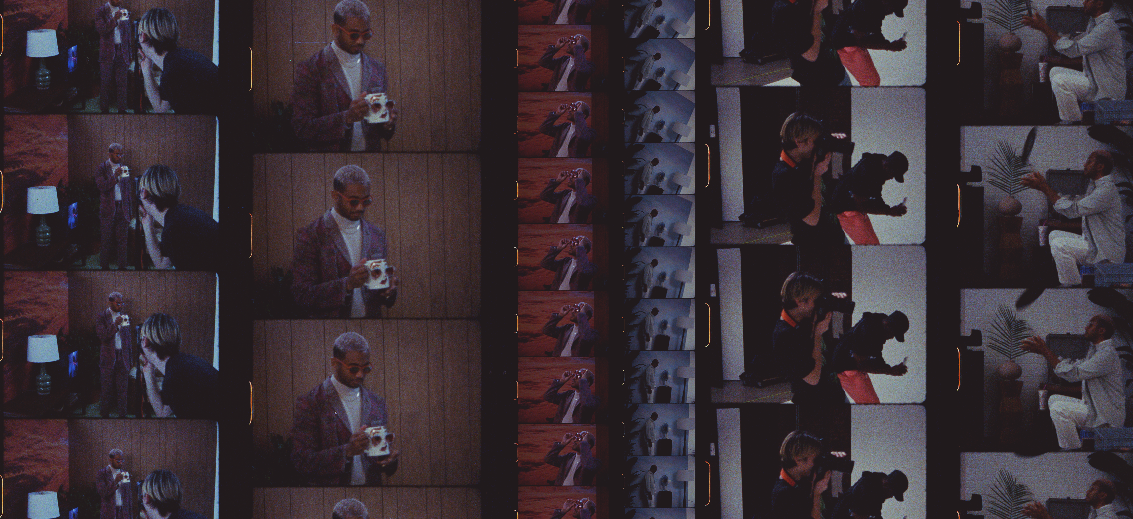 Collage of photos of Toro y Moi behind the scenes 