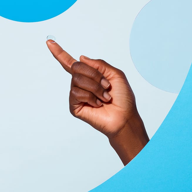 Finger Holding a contact lense