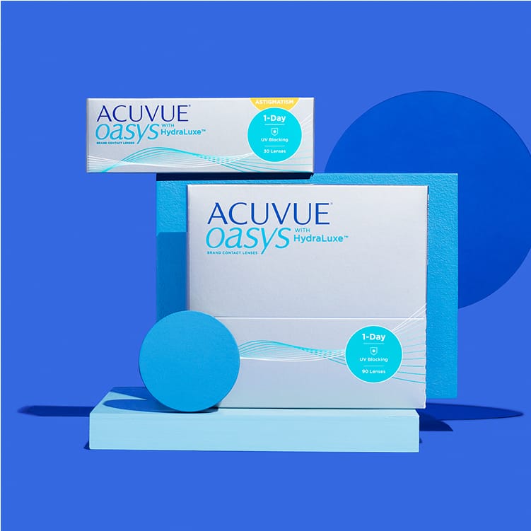 Boxes of Acuvue contact lenses