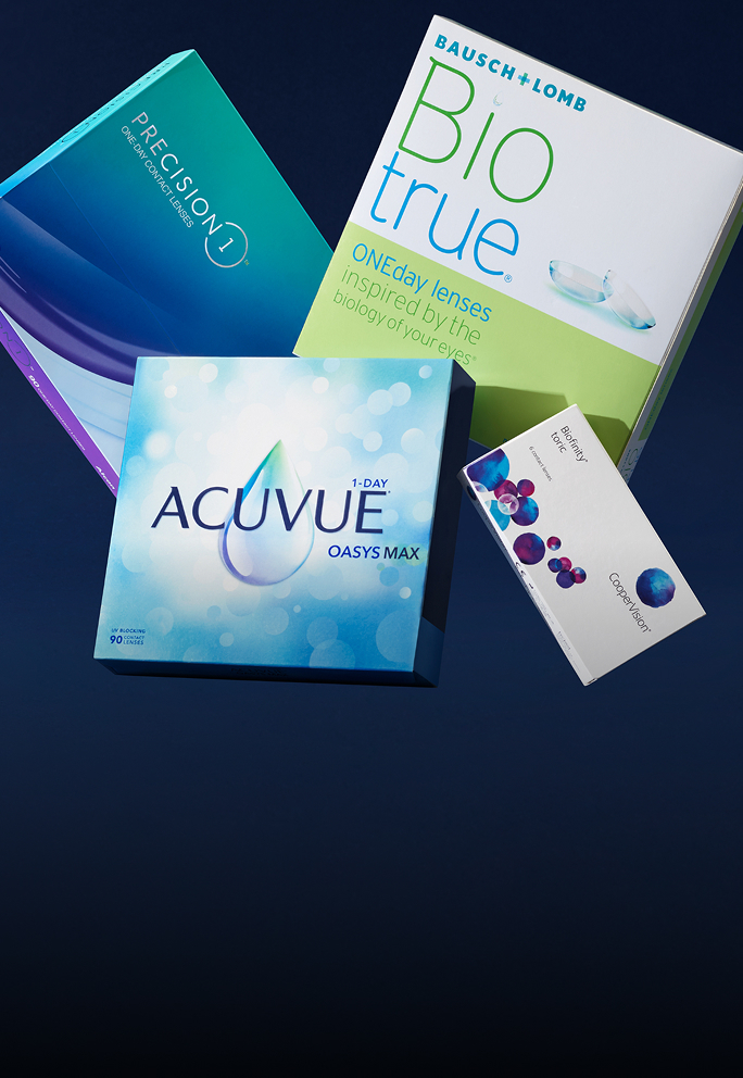 Various contact lens boxes