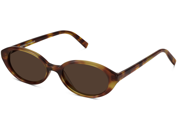 Blue, square-shaped sunglasses with dark lenses and a sturdy frame.