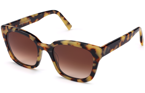 Tortoiseshell patterned sunglasses with gradient brown lenses.