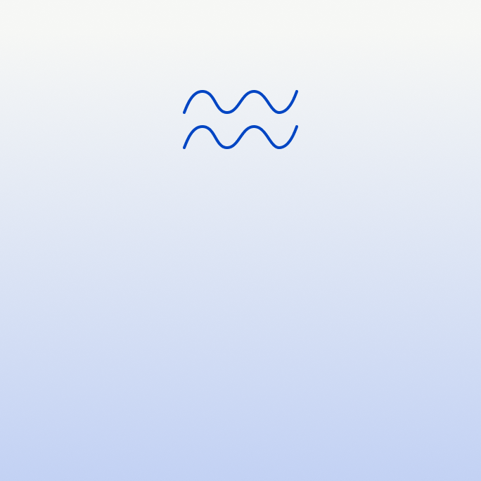 Aquarius zodiac sign symbol, two wavy horizontal lines, on a light blue gradient background.