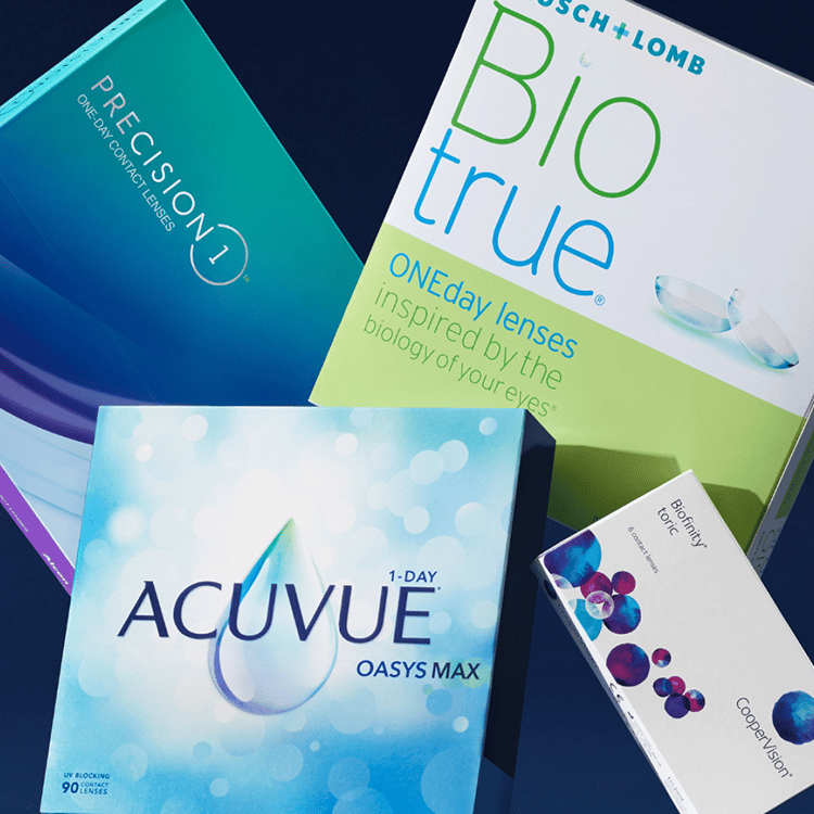 Boxes of contacts products.