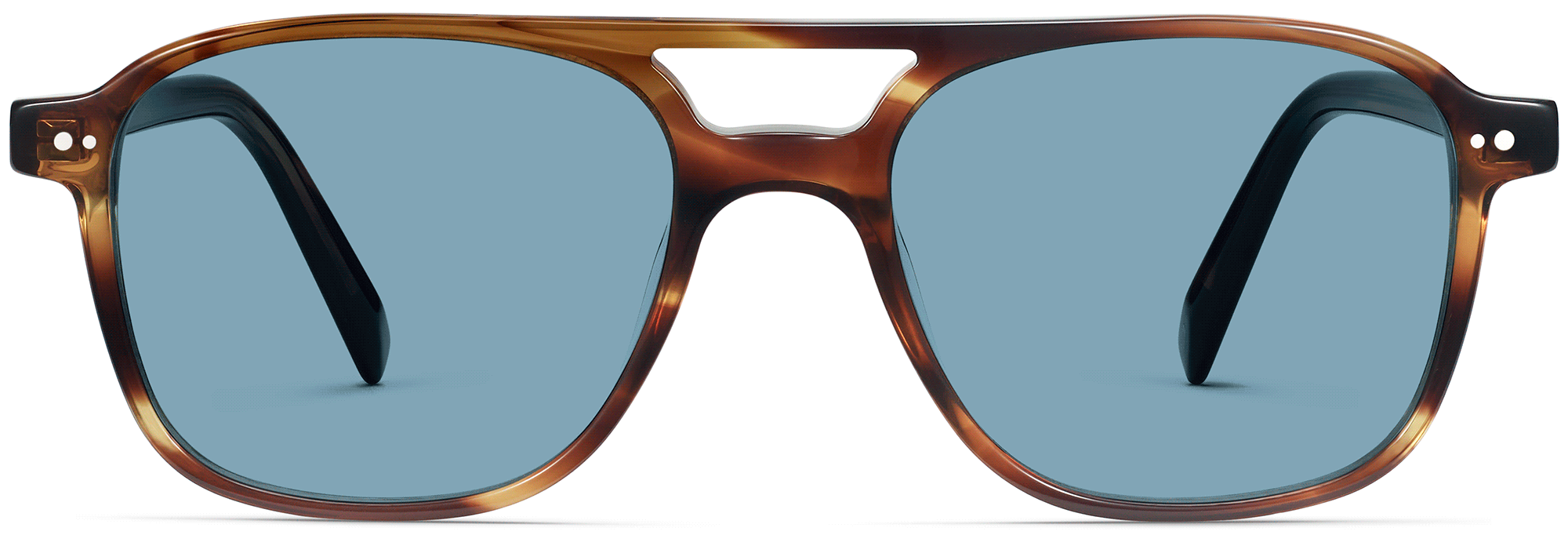 Tortoiseshell aviator sunglasses with tinted lenses and a double bridge.