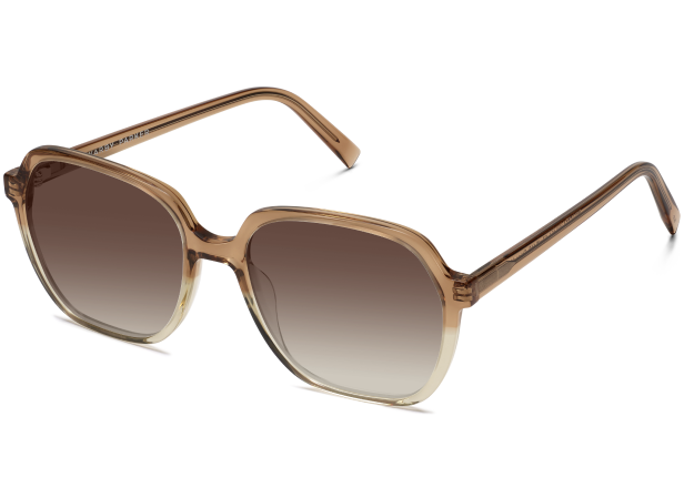 Brown square-framed sunglasses with gradient lenses.